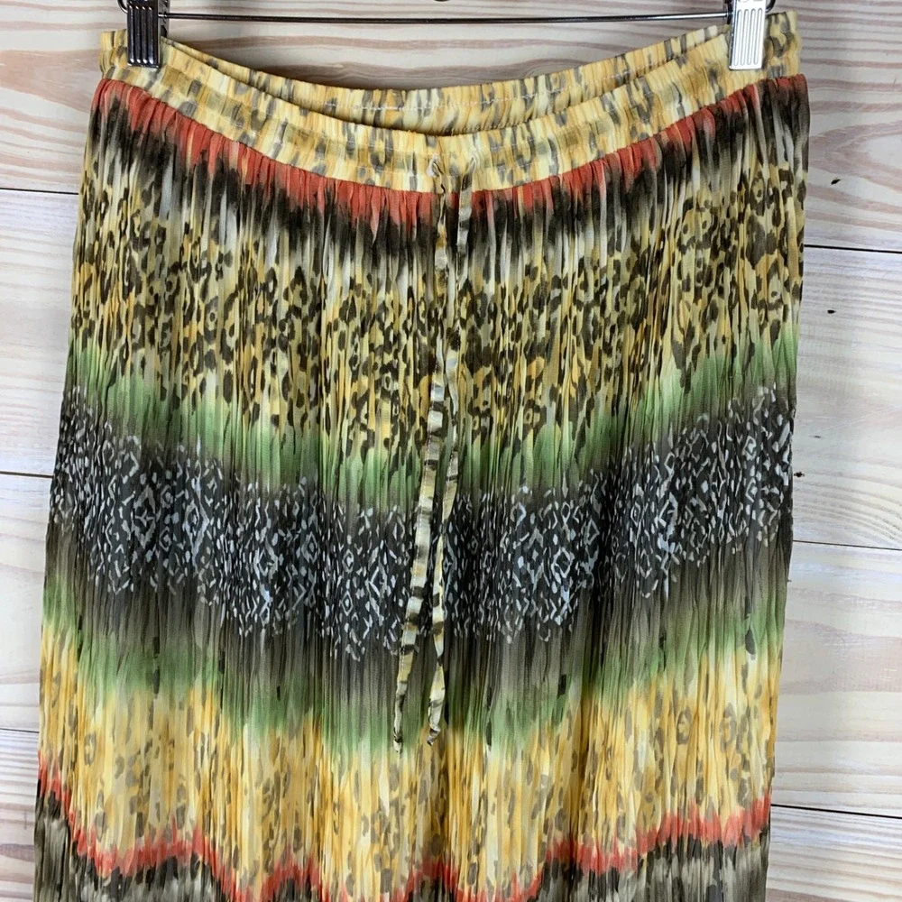 Alfred Dunner Broom‎ Skirt Womens 16 Multicolor Animal Print Pleated Maxi Boho